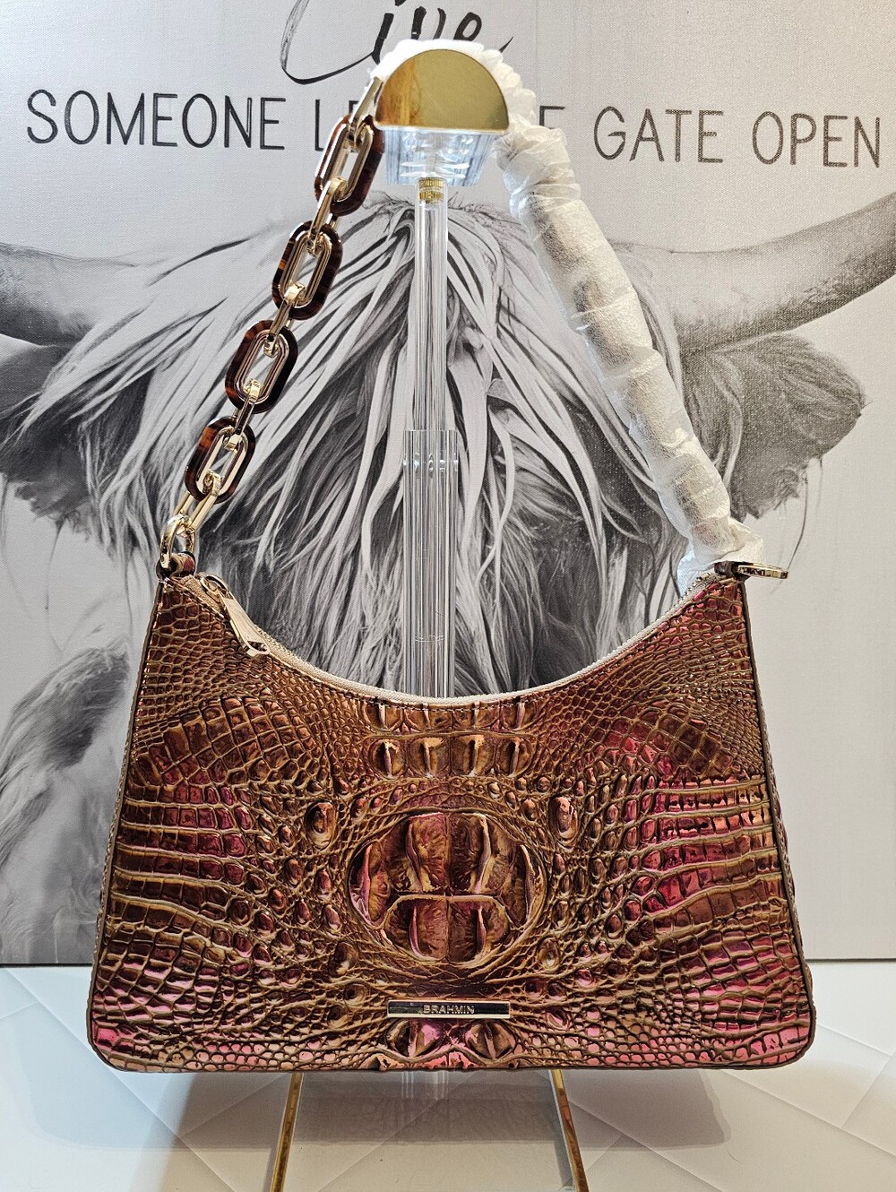 Brahmin Mod Esme Stonecraft Melbourne NWT Metallic Leather Shoulder Bag